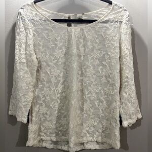 Lucky Brand Embroidered Lace Top